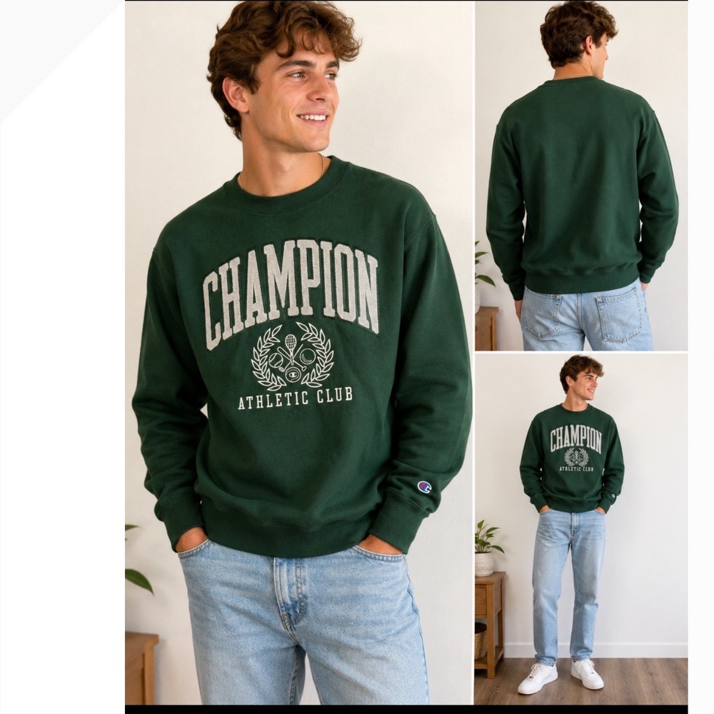 Champion Reverse Weave Athletic Club Sweatshirt Green Mens Small‎ GF70 AP8Q
